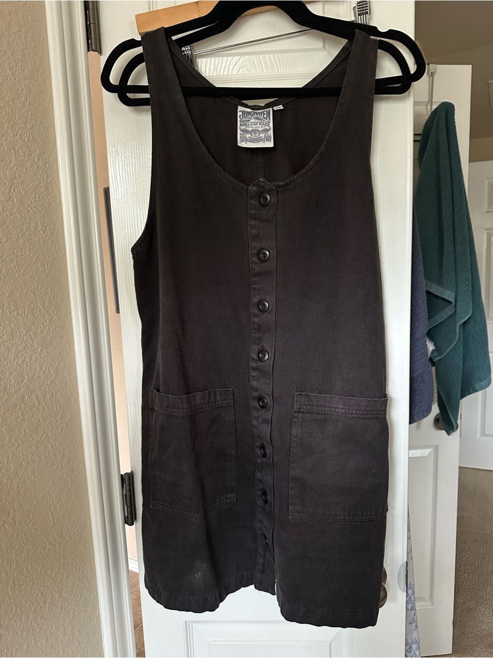 Jungmaven button jumper in black/charcoal